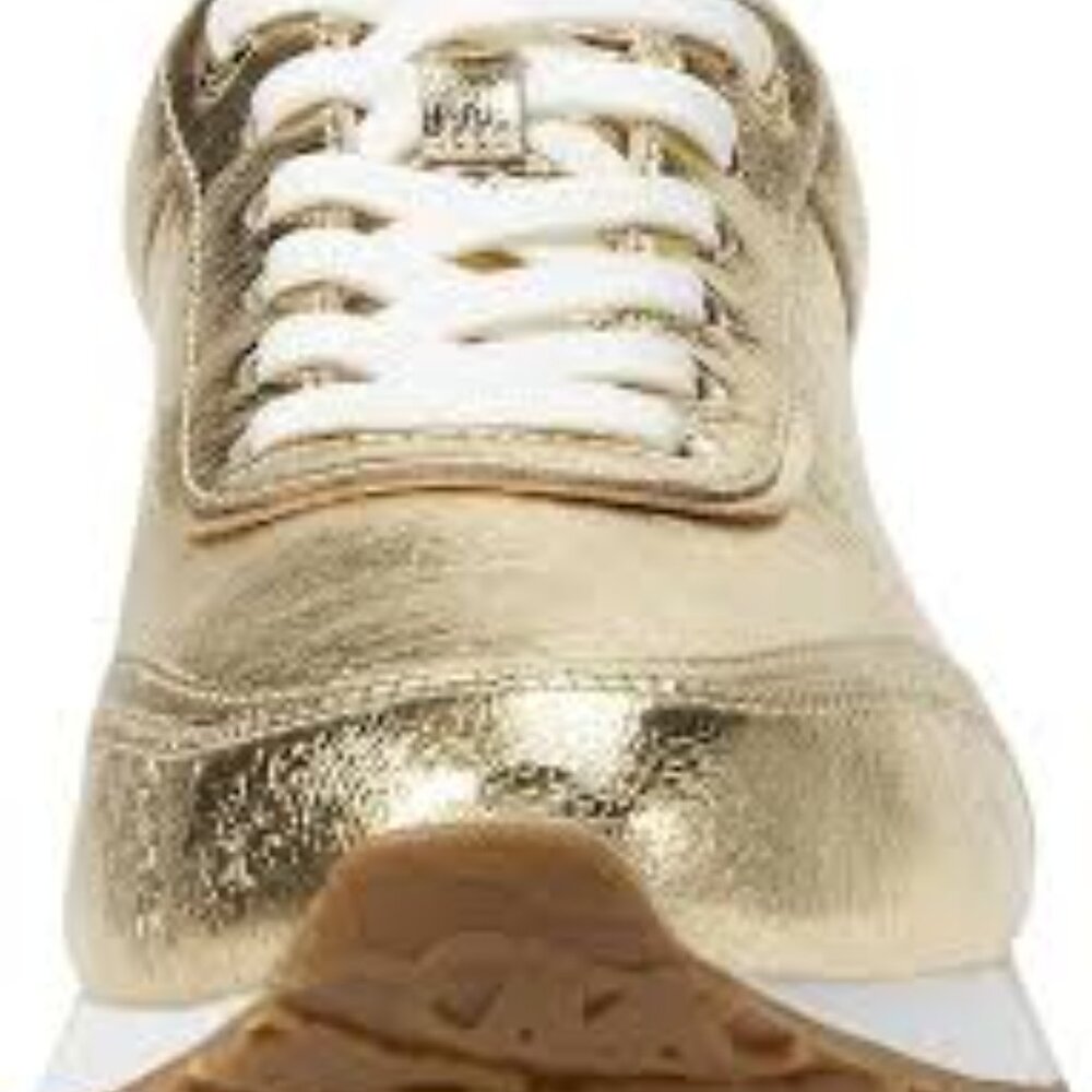 NIB Michael Kors nova trainer sneakers leather PALE GOLD - Picture 2 of 6